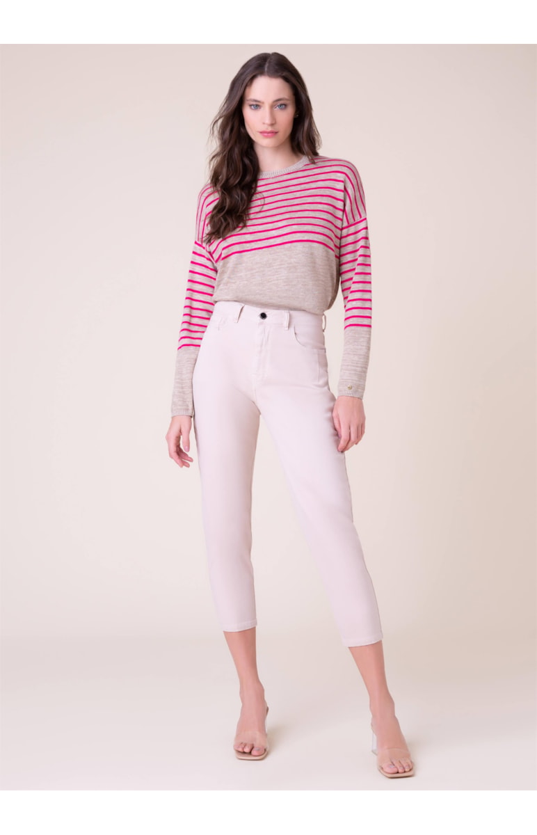 Tricot Bicolor Listrado Natural