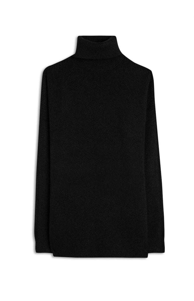 Tricot Gola Alta Canelado Preto