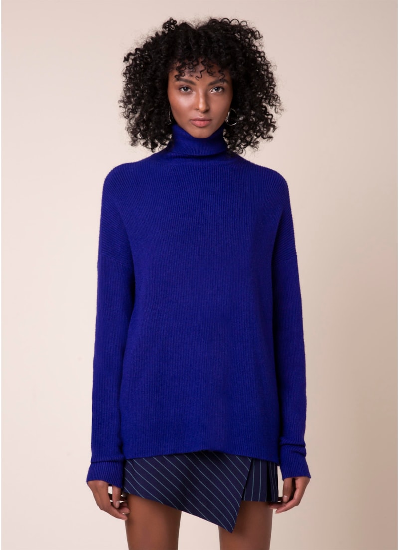 Tricot Gola Alta Canelado Roxo