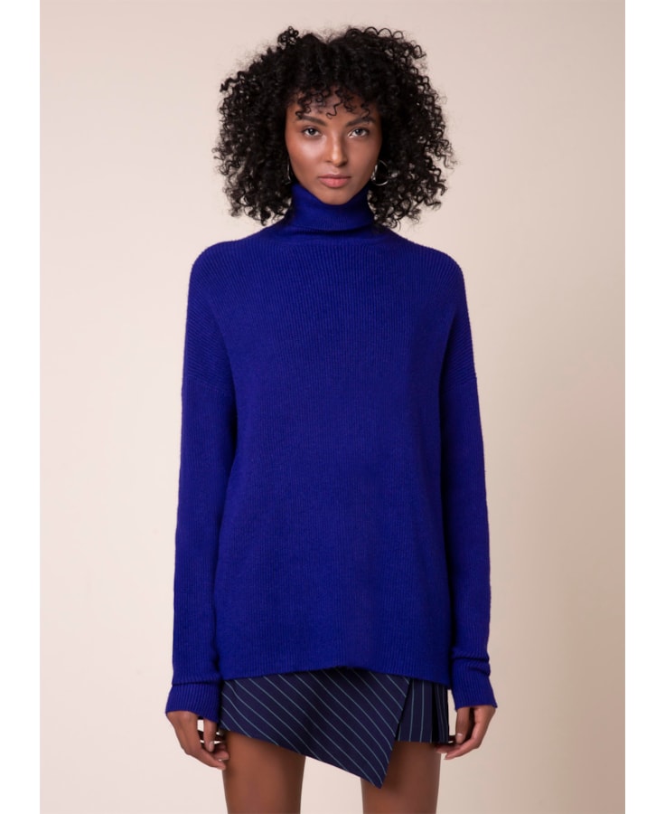 Tricot Gola Alta Canelado Roxo