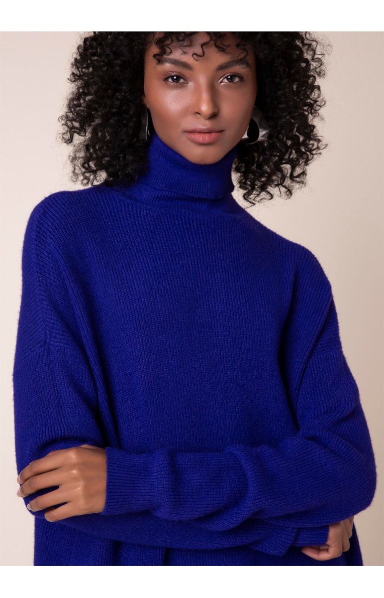 Tricot Gola Alta Canelado Roxo