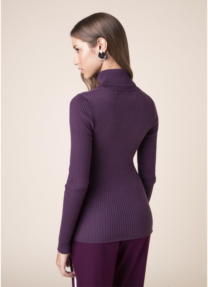 Tricot Gola Alta Canelado Roxo