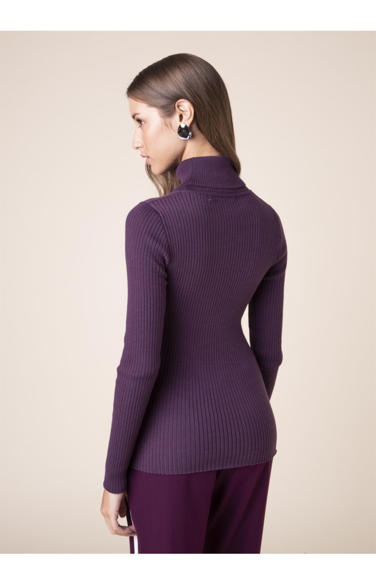 Tricot Gola Alta Canelado Roxo