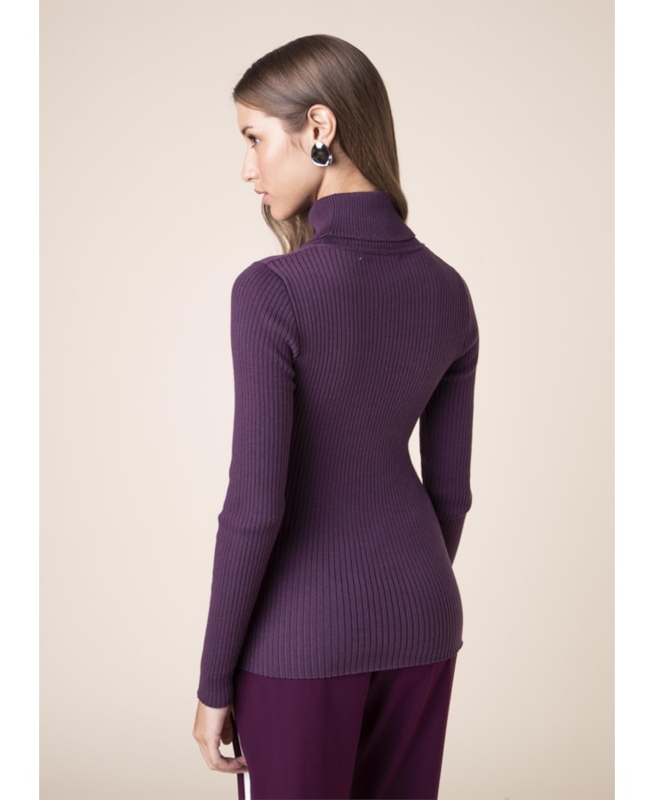 Tricot Gola Alta Canelado Roxo