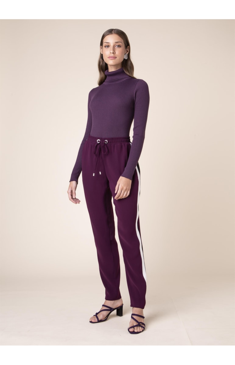 Tricot Gola Alta Canelado Roxo