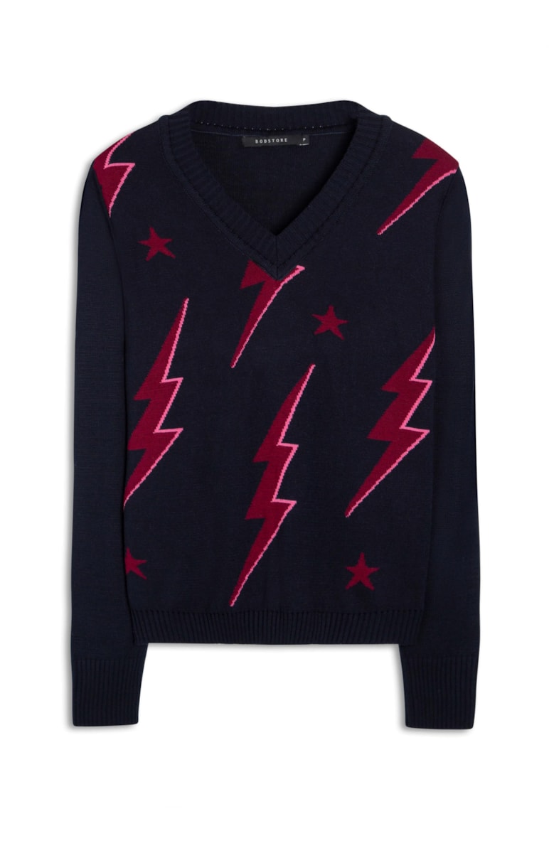 Tricot Jacquard Bolt Marinho