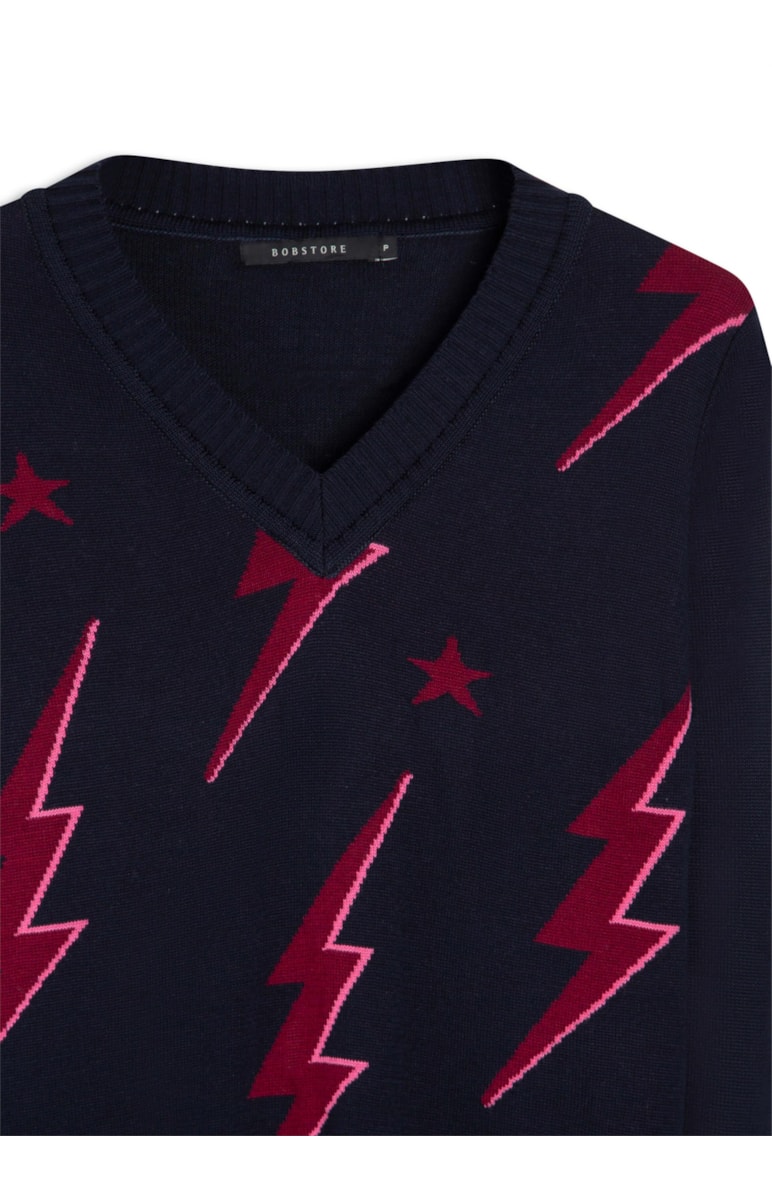 Tricot Jacquard Bolt Marinho