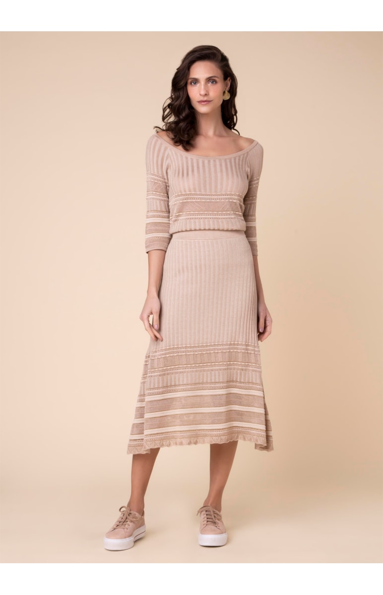 Tricot Mix Pontos Bege