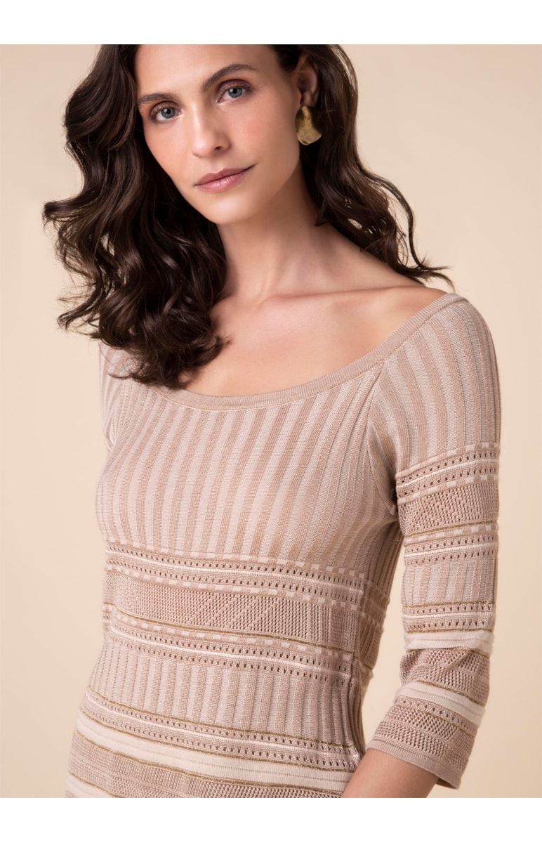 Tricot Mix Pontos Bege