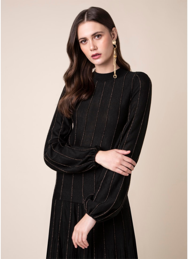 Tricot Nervuras Preto