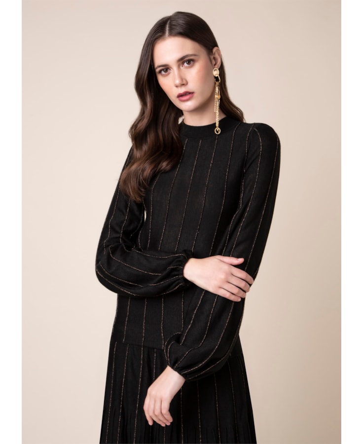 Tricot Nervuras Preto