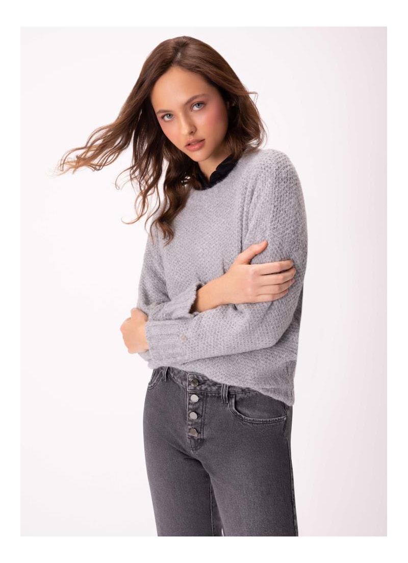 Tricot Ponto Aberto Cinza Claro