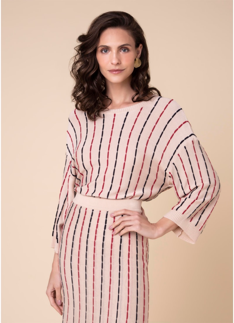 Tricot Ponto Corrente Bege