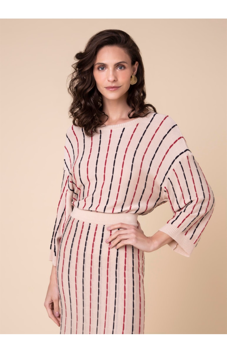 Tricot Ponto Corrente Bege