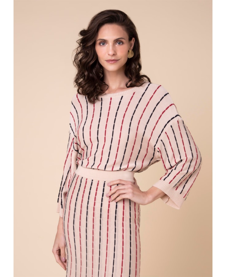 Tricot Ponto Corrente Bege