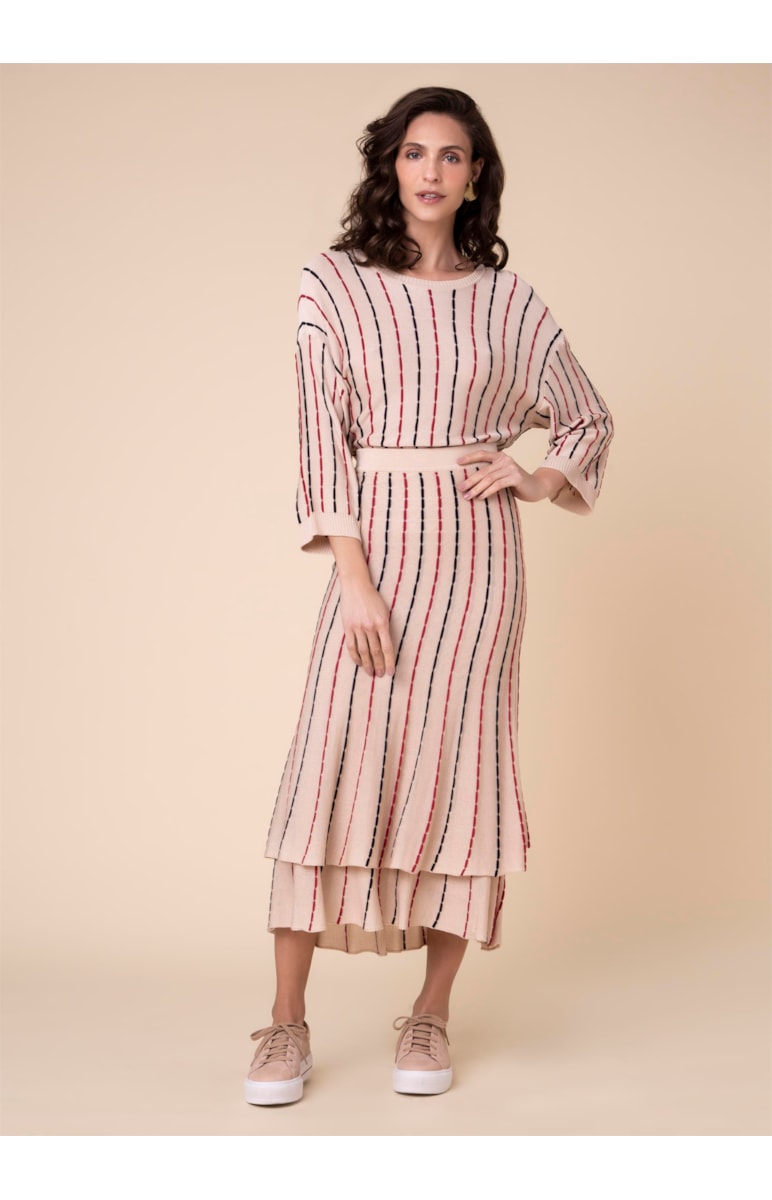 Tricot Ponto Corrente Bege