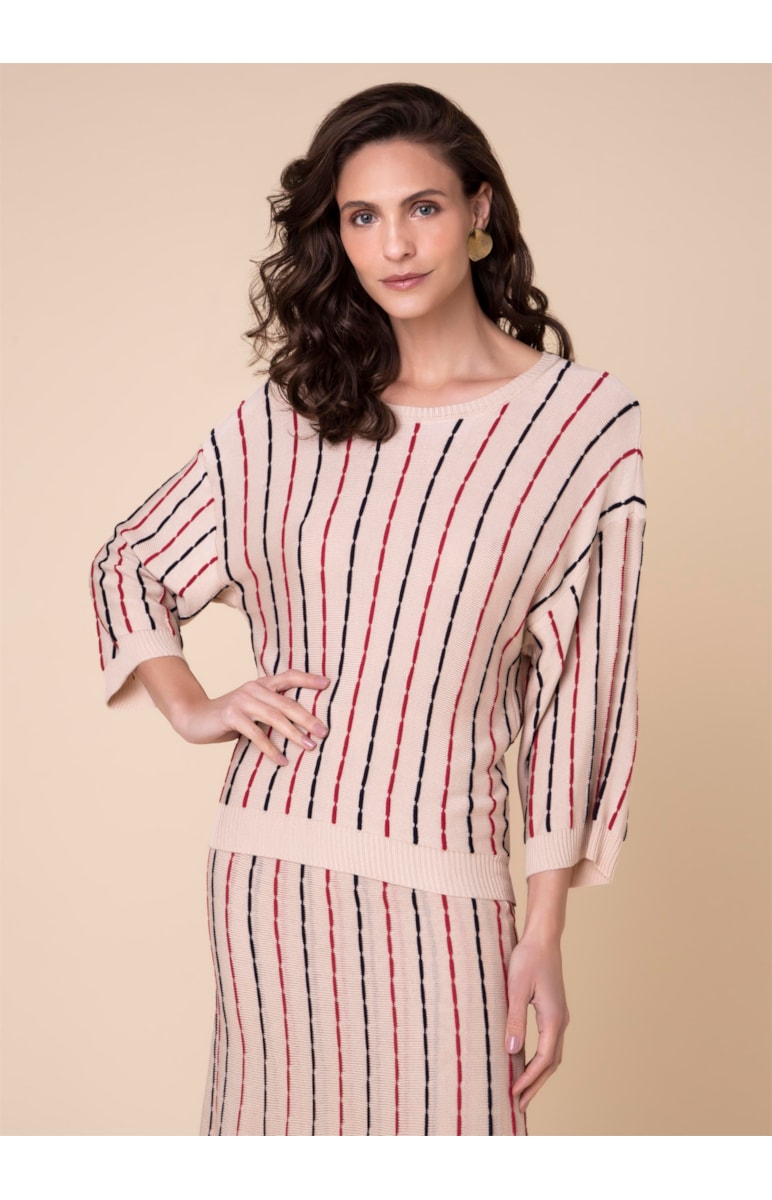 Tricot Ponto Corrente Bege