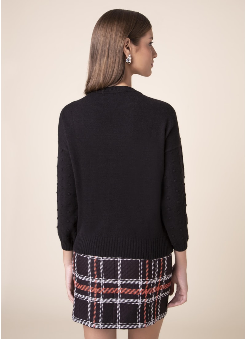 Tricot Ponto Pipoca Preto