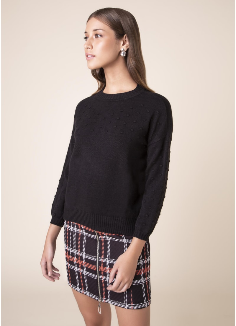 Tricot Ponto Pipoca Preto