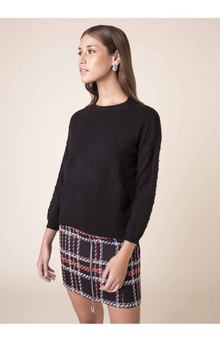 Tricot Ponto Pipoca Preto
