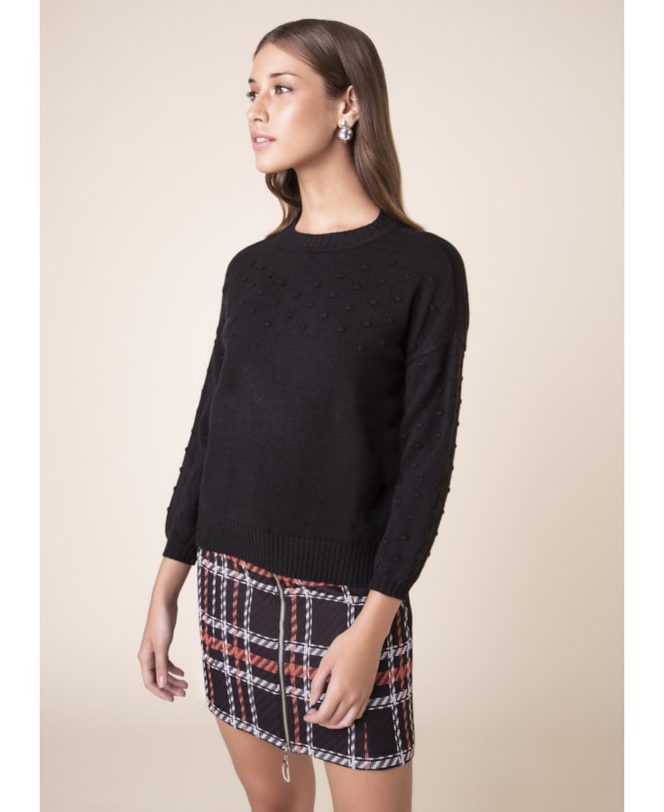 Tricot Ponto Pipoca Preto