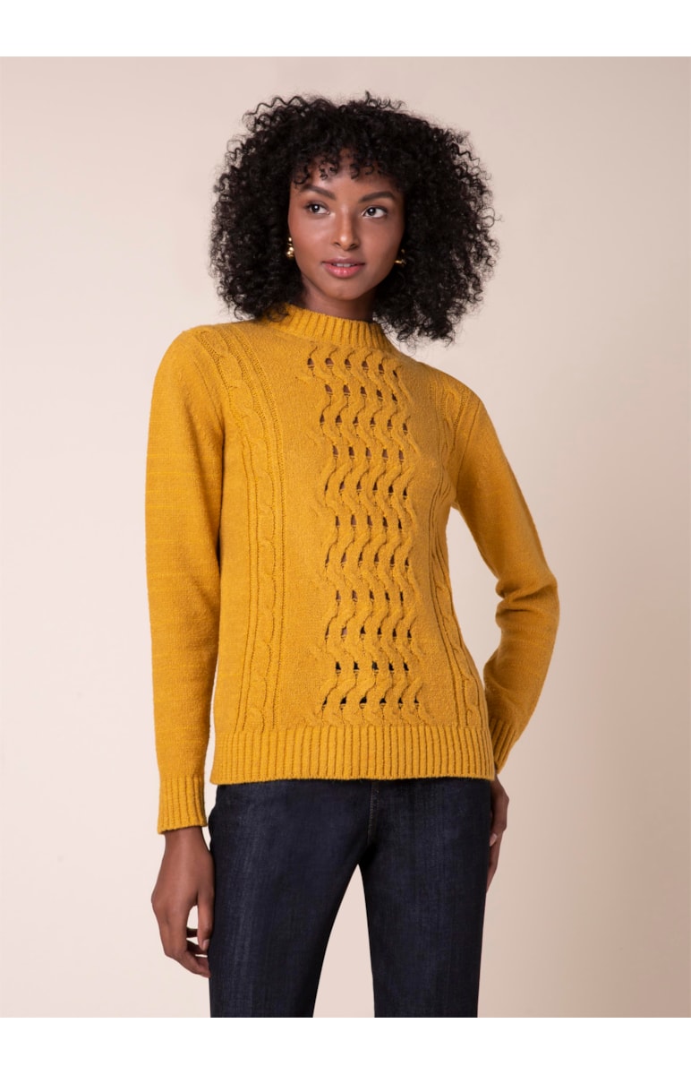 Tricot Ponto Vazado Mostarda