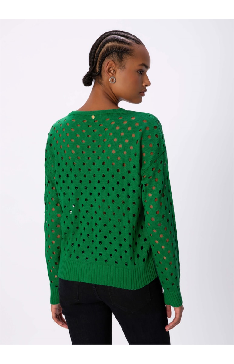 Tricot Pull Ponto Aberto Verde Bandeira