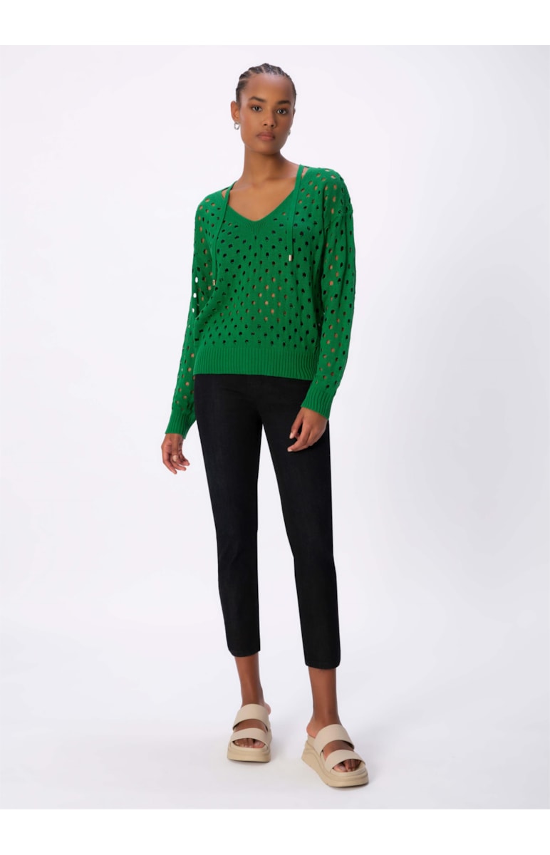 Tricot Pull Ponto Aberto Verde Bandeira
