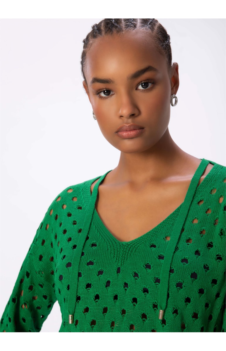 Tricot Pull Ponto Aberto Verde Bandeira