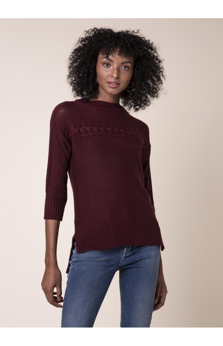 Tricot Trança Bordeaux