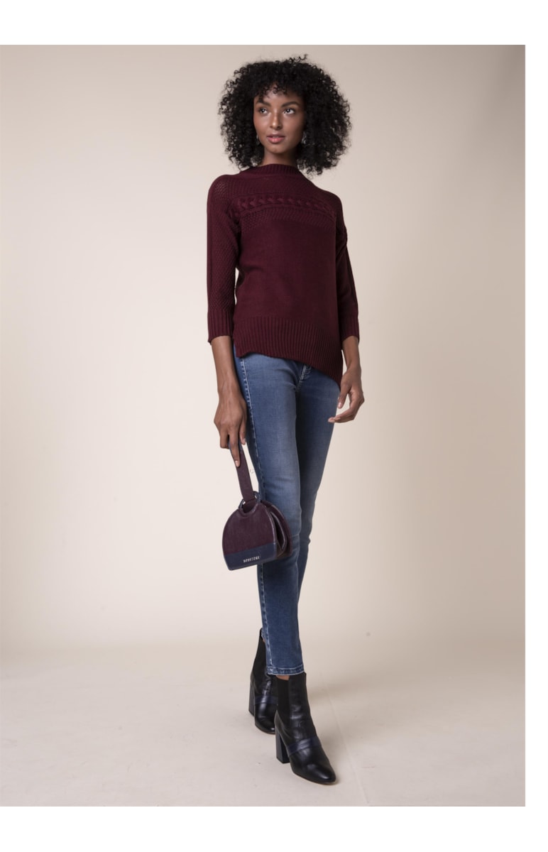 Tricot Trança Bordeaux