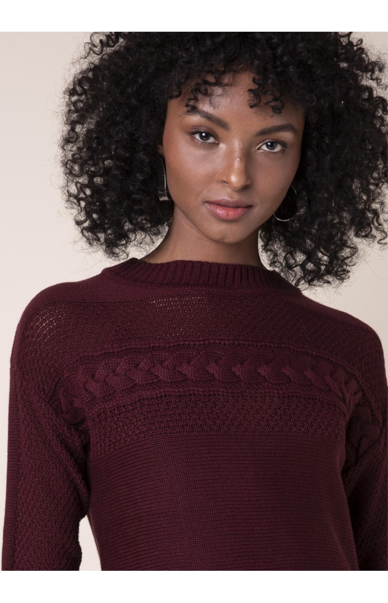 Tricot Trança Bordeaux