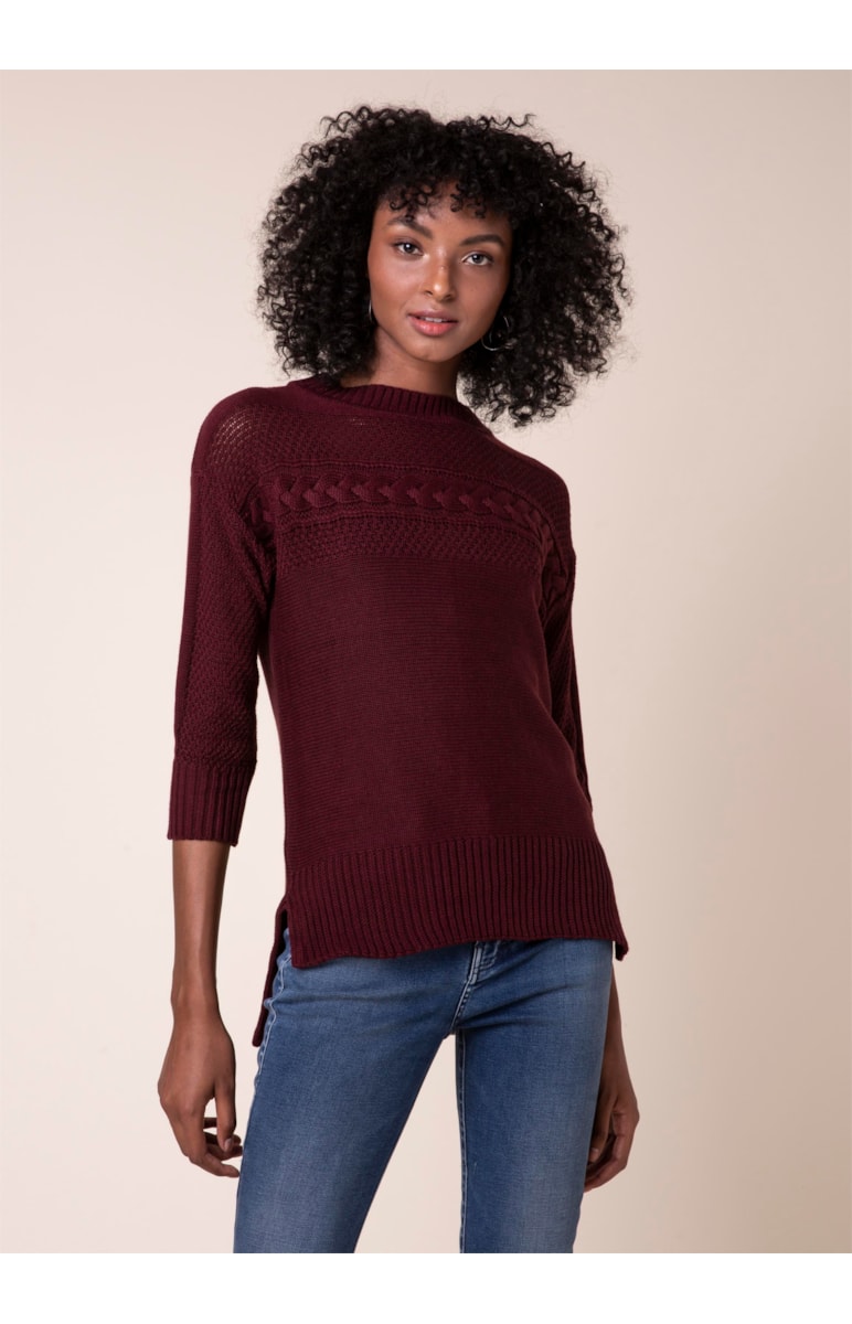 Tricot Trança Bordeaux