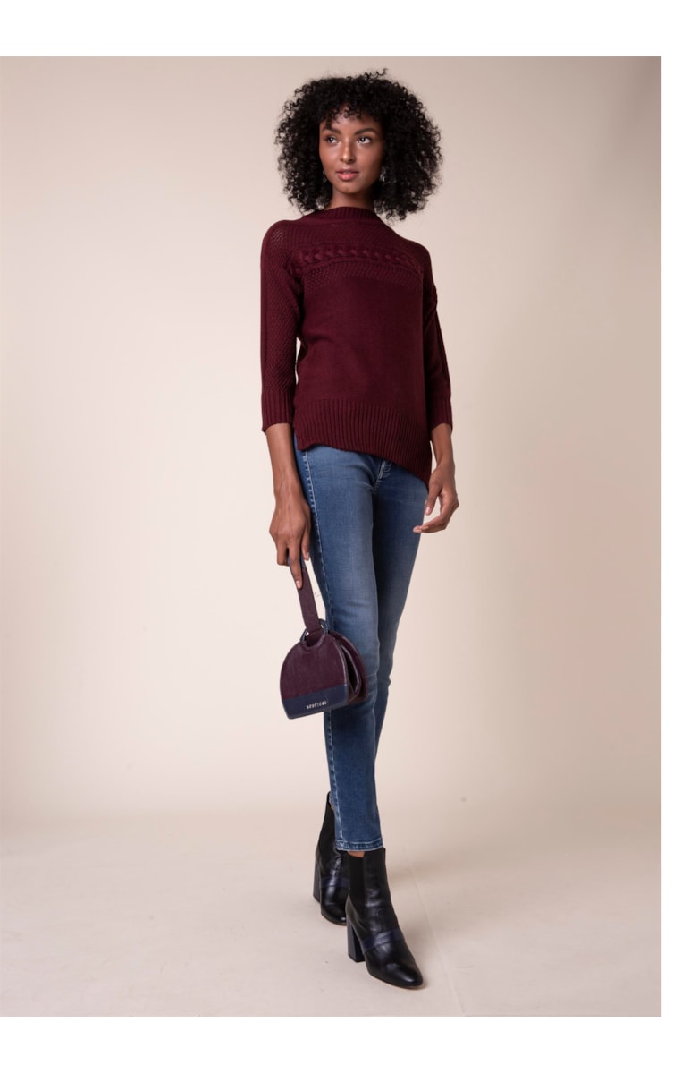 Tricot Trança Bordeaux