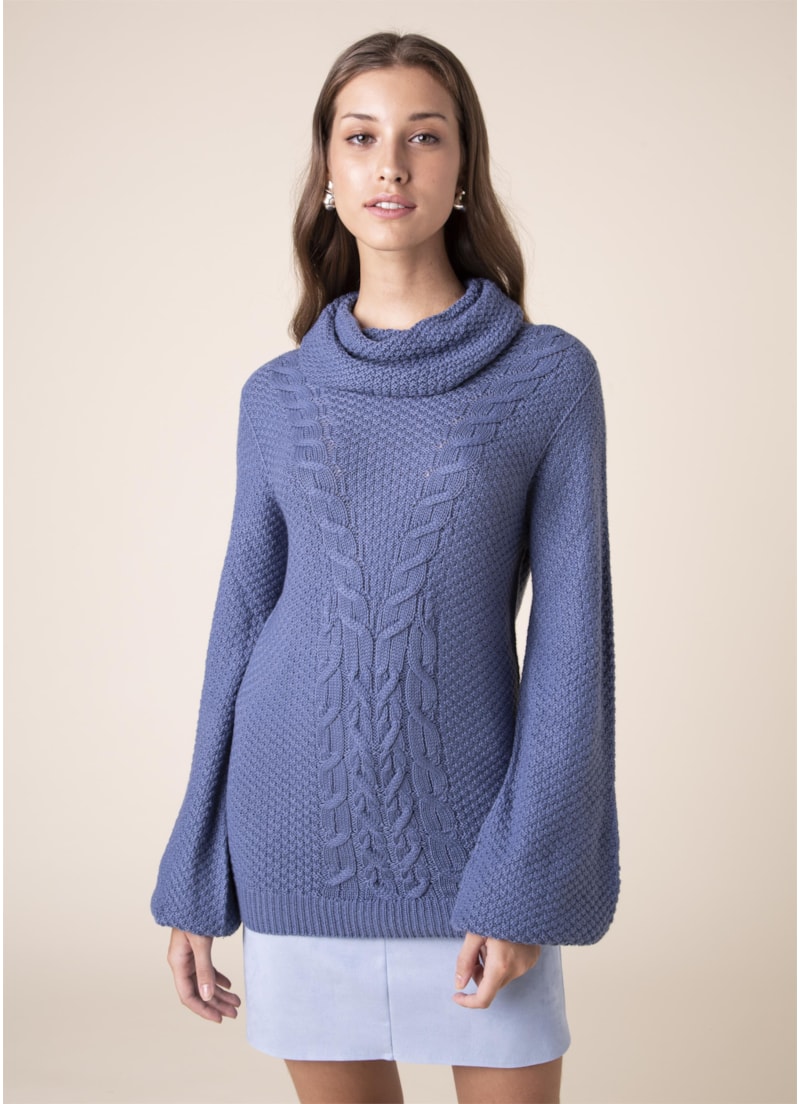 Tricot Tranças Azul Seco