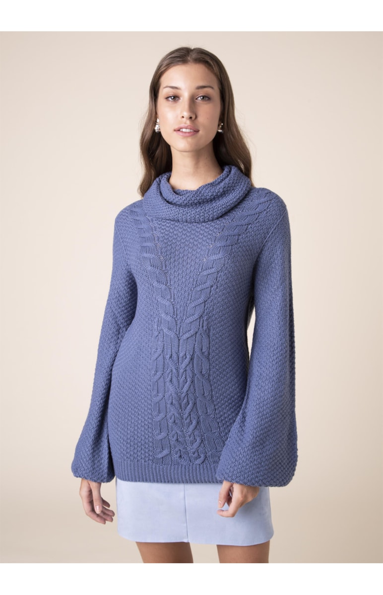 Tricot Tranças Azul Seco