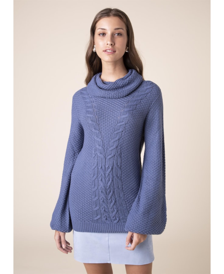 Tricot Tranças Azul Seco