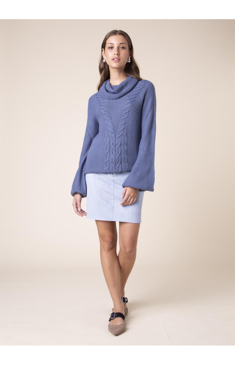 Tricot Tranças Azul Seco