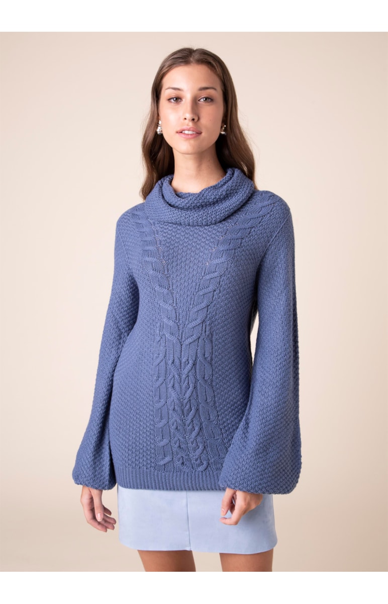 Tricot Tranças Azul Seco
