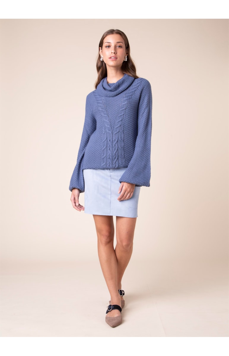 Tricot Tranças Azul Seco
