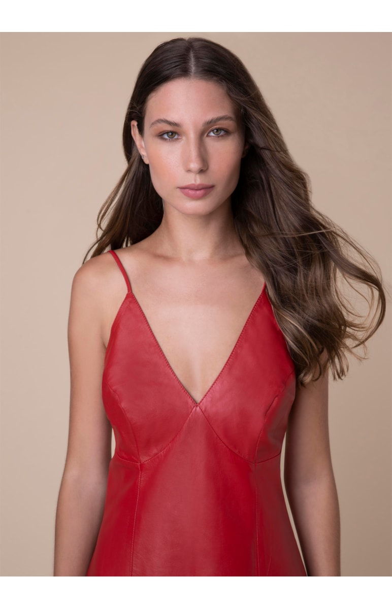 Vestido Alças Cruzadas C/ Decote Costas Vermelho