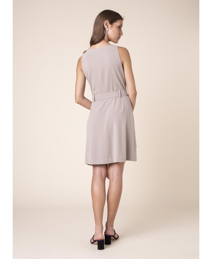 Vestido Assimétrico Fivela Areia
