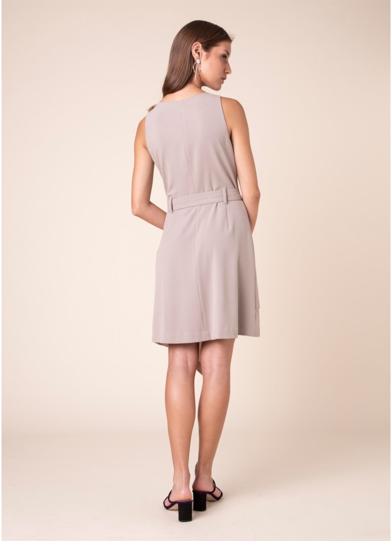 Vestido Assimétrico Fivela Areia