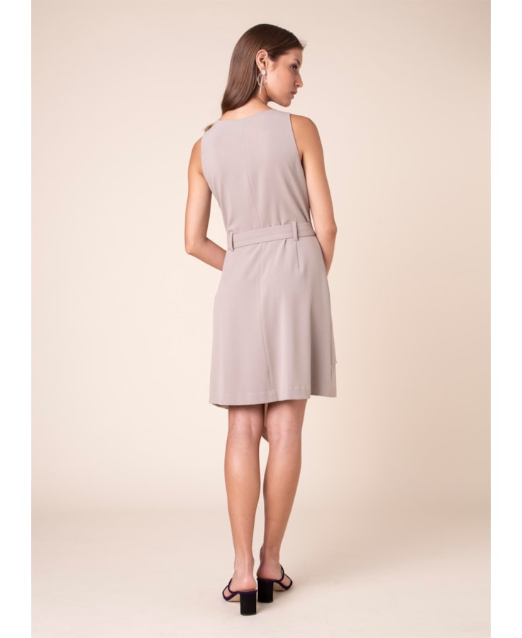 Vestido Assimétrico Fivela Areia