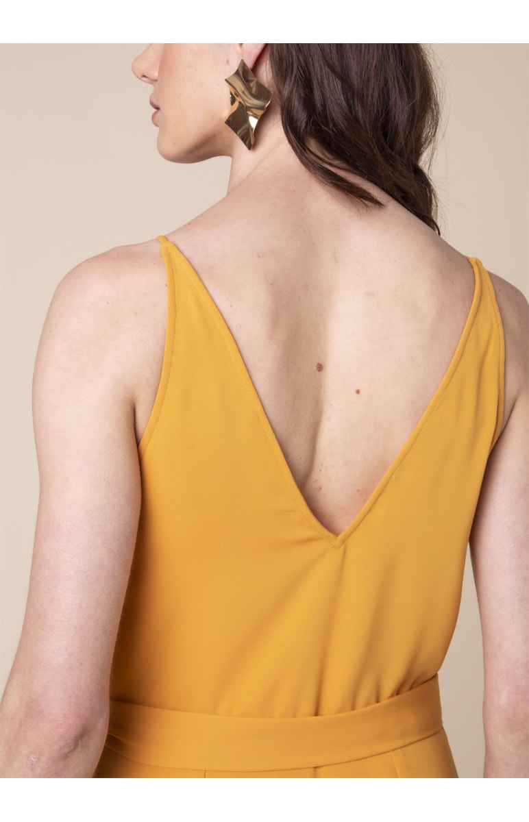 Vestido Assimetrico Fivela Meia Lua Amarelo