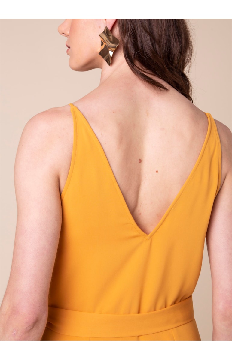 Vestido Assimetrico Fivela Meia Lua Amarelo