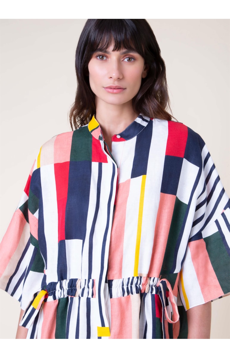 Vestido Bata Puro Linho Estampado