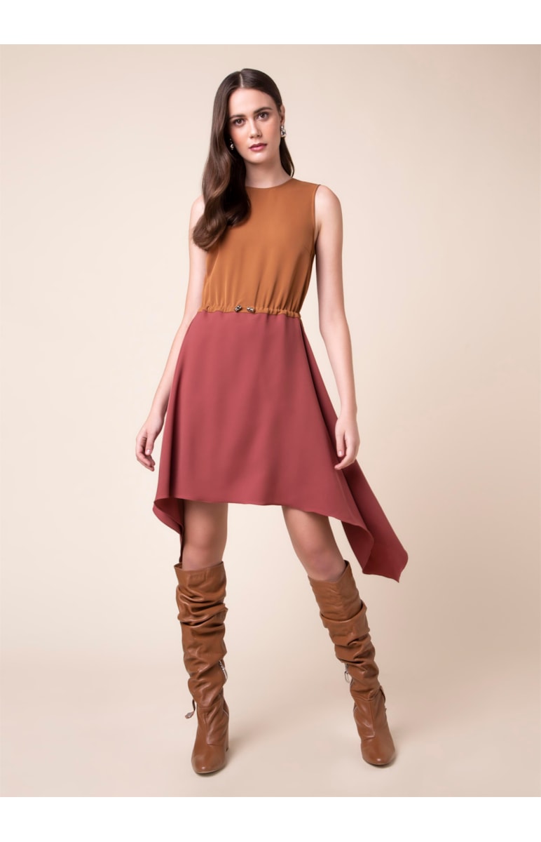 Vestido Bicolor Caramelo