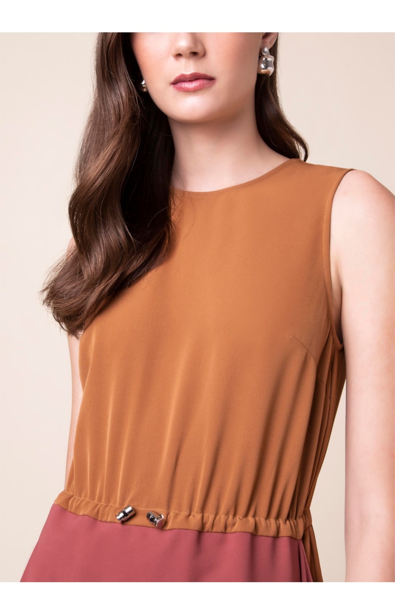 Vestido Bicolor Caramelo
