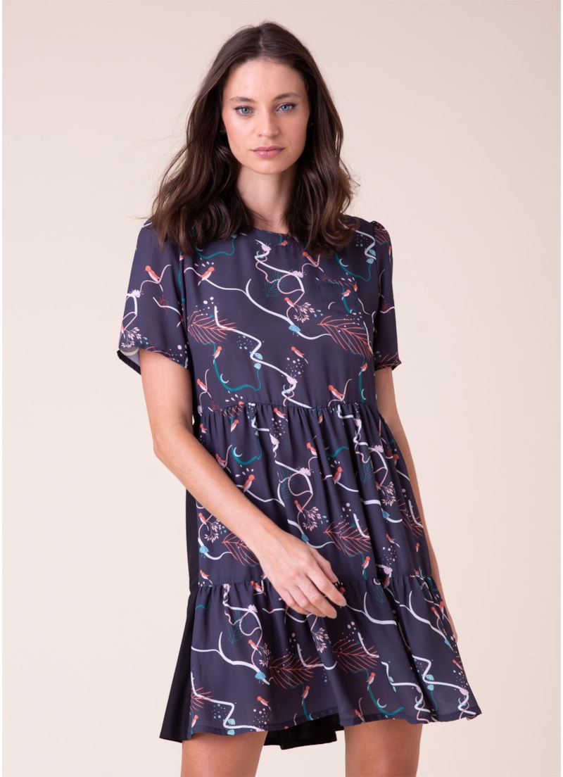Vestido Birds Marinho